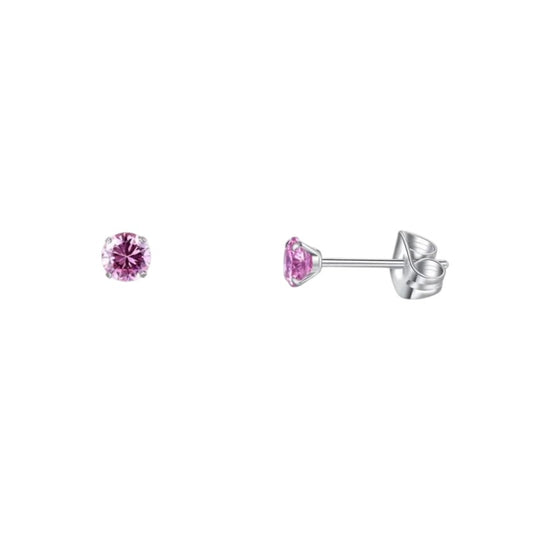 Titanium Oorbellen Met roze Zirkonia