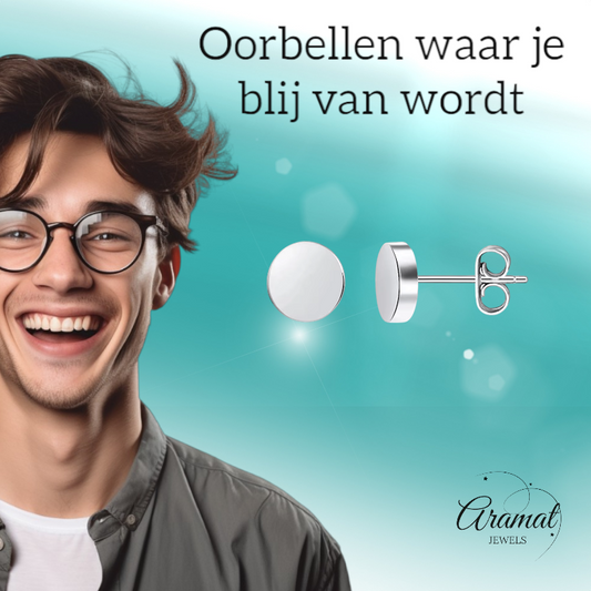 Zilverkleurige Ronde Oorstekers RVS 8mm