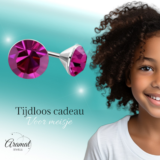 Roze Mini Kristal Oorbellen – 3mm – RVS