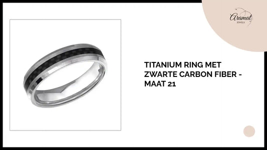 Titanium Ring met Zwarte Carbon Fiber - Maat 21 by@Outfy