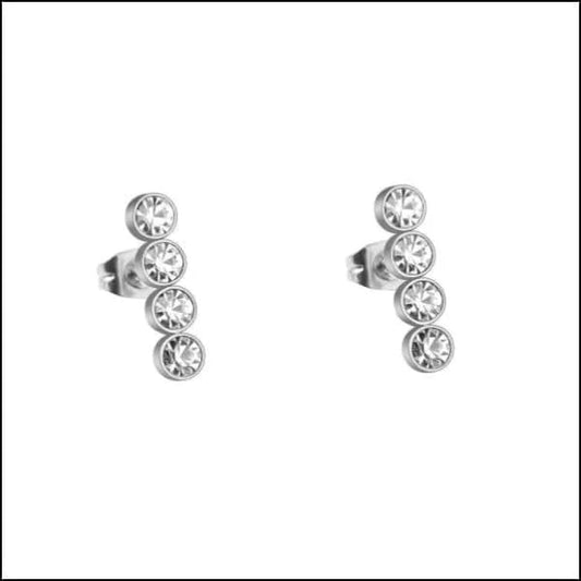 Een paar zilveren oorbellen met een diamant