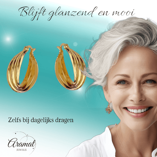 Triple oorringen dames – goudkleurig - oor6401 - 25439 - Oorringen kopen# - 22mm - alles - cadeau