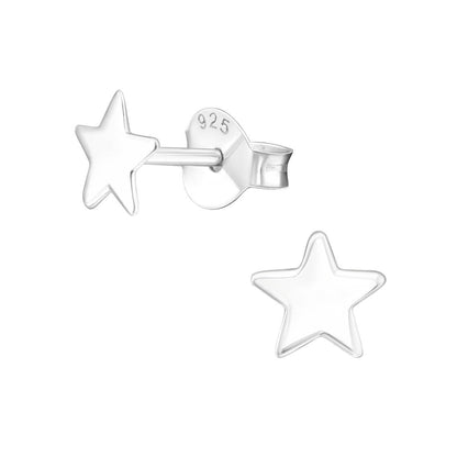 925 Sterling Zilveren Platte Sterretjes Oorknopjes 6mm - Aramat Jewels - Oorbellen - cadeautip