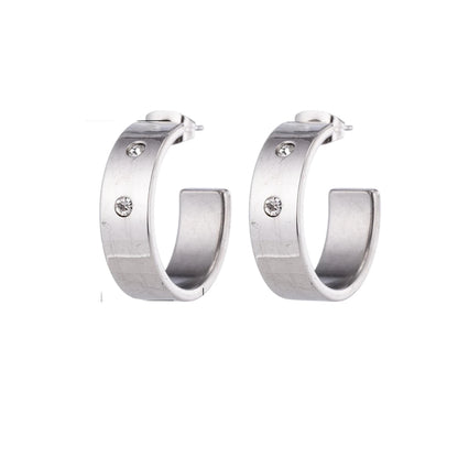 Oorbellen – 23mm Hoepel Creool 2 Zirkonia RVS Zilverkleur Unisex
