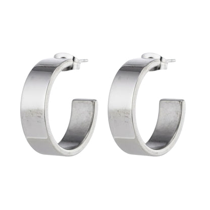 Oorbellen – 28mm Half-Hoop Glad RVS Zilverkleur Unisex