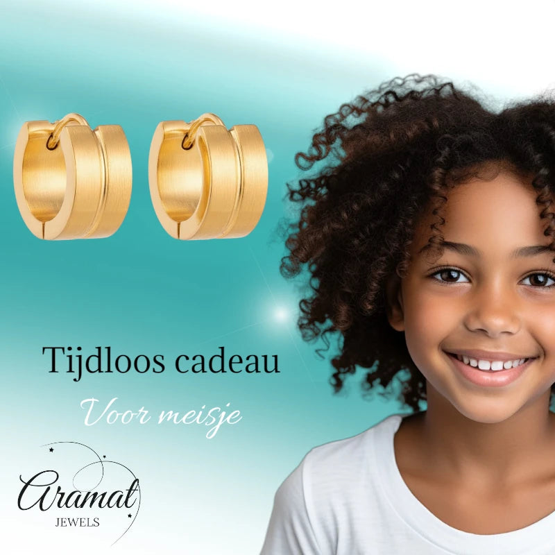 Oorringen – 13mm Huggie Dunne Gleuf RVS Goudkleur Dames