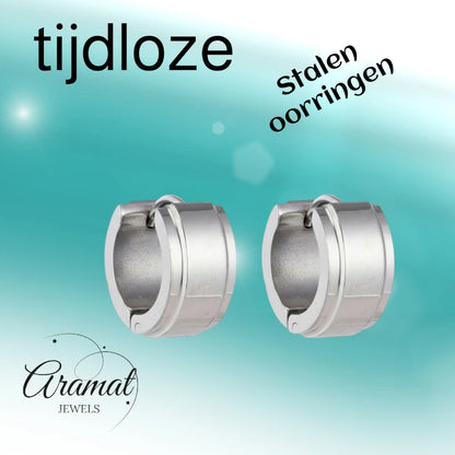 Oorringen – 13mm Mini Creool Opstaande Streep RVS Zilverkleur Unisex
