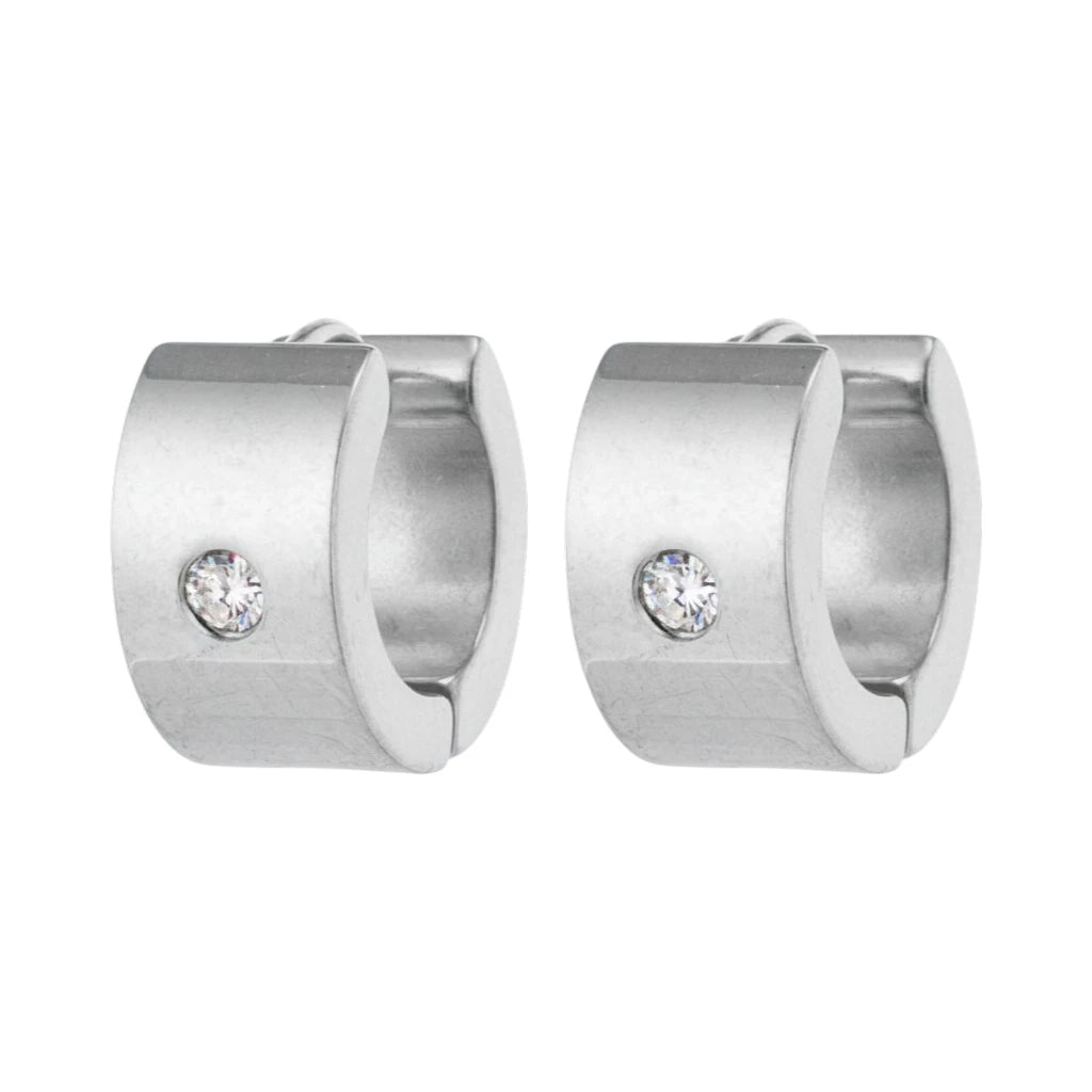 Oorringen – 13mm Mini Creool Zirkonia Accent RVS Zilverkleur Unisex