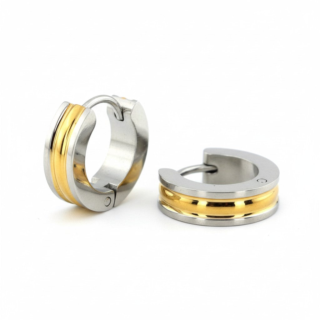 Bicolor Creolen 20mm Goud/Zilver RVS - Huggie Oorringen Unisex