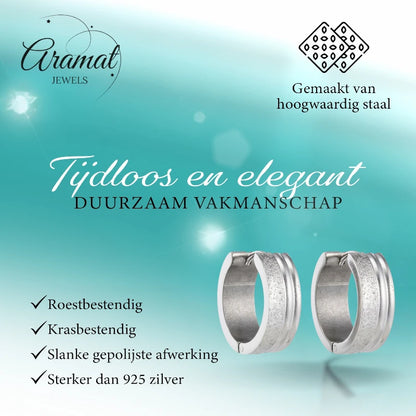 Oorringen – 20mm Creolen Duo Afwerking SandblastedGlans RVS Zilverkleur Unisex