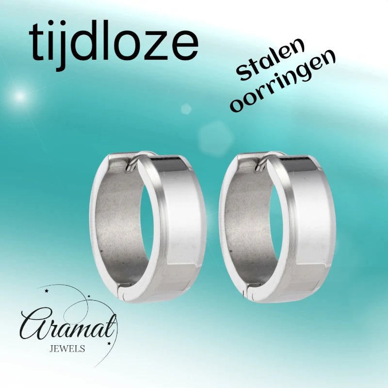 Oorringen – 20mm Creolen met Schuine Rand RVS Zilverkleur Unisex