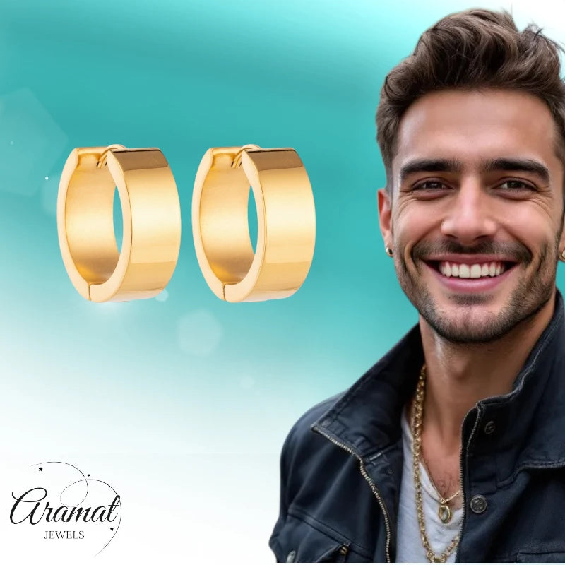 RVS Hoepel Oorringen Glad Goudkleur 20mm - Dames