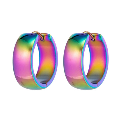 Oorringen – 20mm Huggie Glad RVS Regenboogkleur Unisex