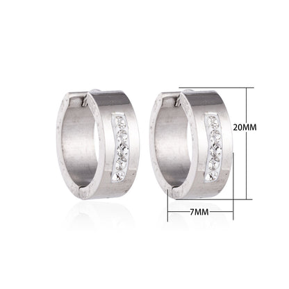 RVS Oorringen Kristal Streep Zilverkleur 20mm - Dames