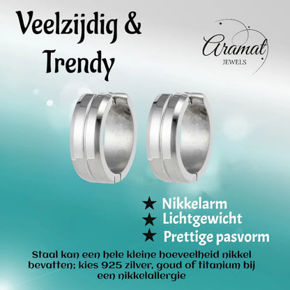 Oorringen – 20mm RVS Met Gleuf Zilverkleur Unisex