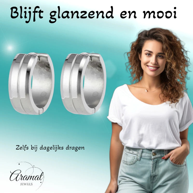 Oorringen – 20mm RVS Met Gleuf Zilverkleur Unisex