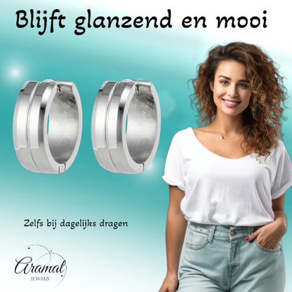 Oorringen – 20mm RVS Met Gleuf Zilverkleur Unisex