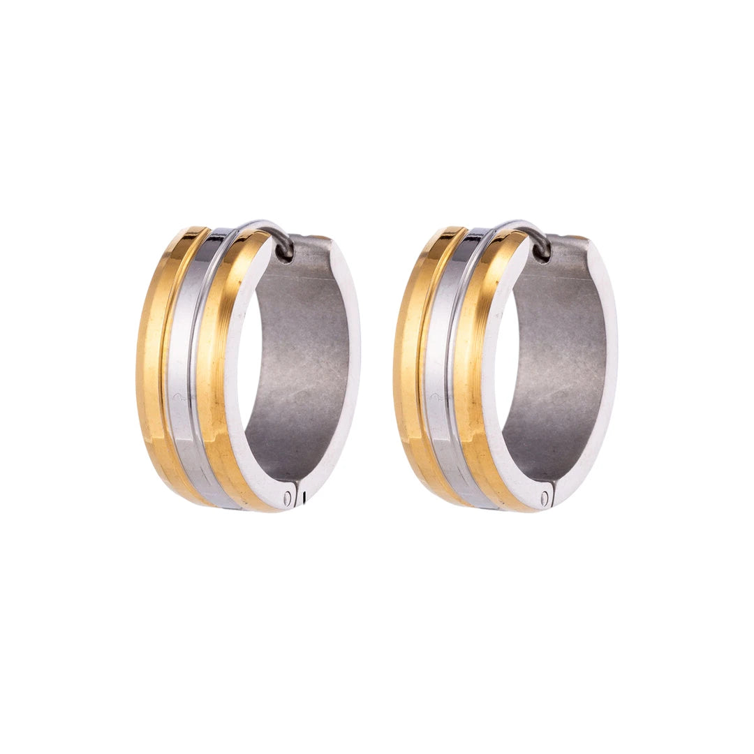 Oorringen – 20mm Bicolor Streep RVS Goud/Zilverkleur Dames