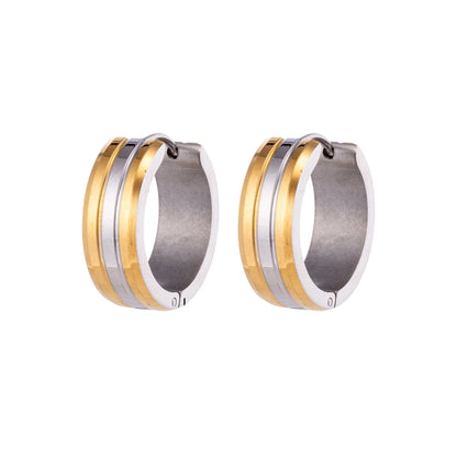 Oorringen – 20mm Bicolor Streep RVS Goud/Zilverkleur Dames