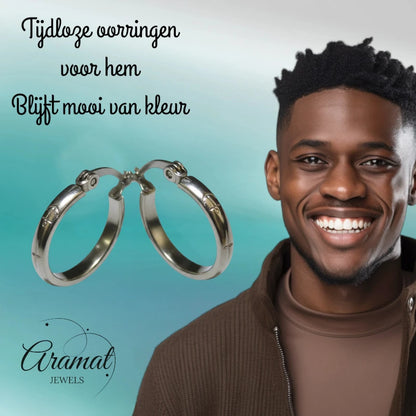 Oorringen – 20mm Creool Anker Motief RVS Zilverkleur Unisex