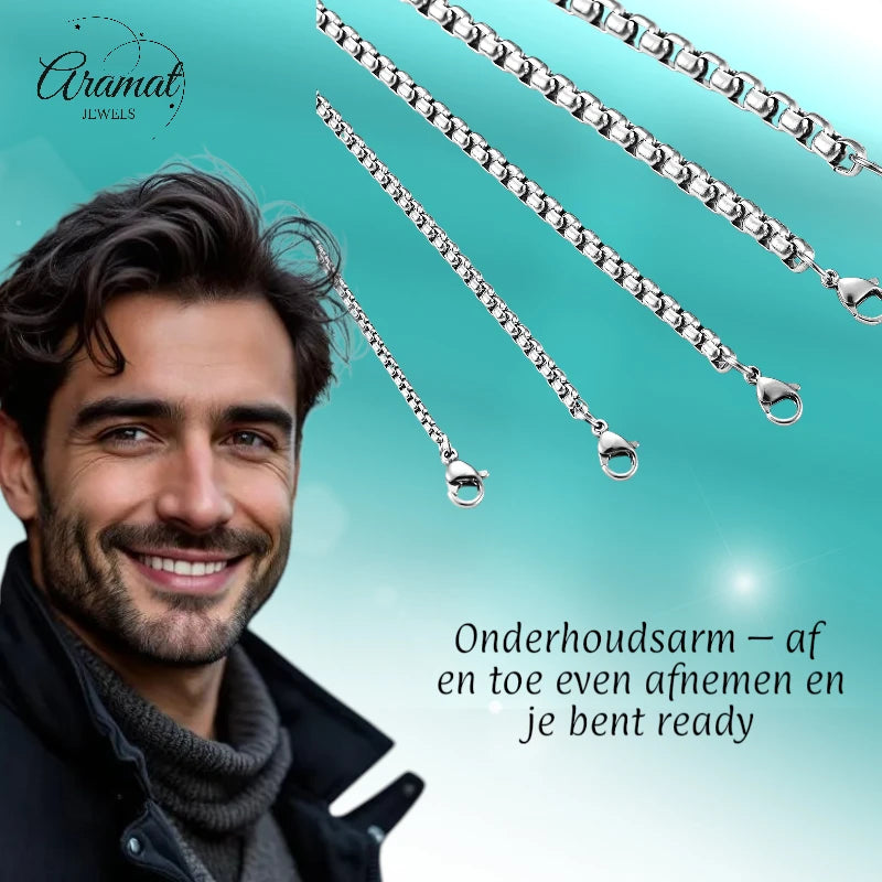 Stalen Jasseron Halsketting 75 cm – 3 mm