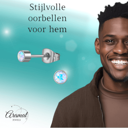 AB kristal oorstekers transparant – 4mm zilver - Aramat Jewels - Oorbellen - cadeautip