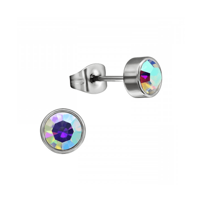 AB multikleur kristal oorstekers – 5mm zilver RVS - Aramat Jewels - Oorbellen - cadeautip