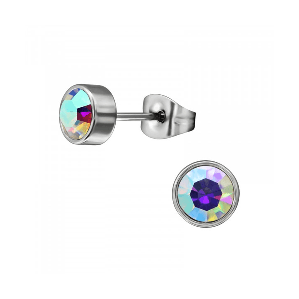 AB multikleur kristal oorstekers – 5mm zilver RVS - Aramat Jewels - Oorbellen - cadeautip