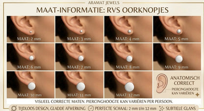 Aramat Jewels zilverkleurige oorstekers met 7mm donkerblauw kristal, gemaakt van roestvrij staal.