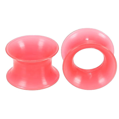 Aramat Jewels flexibele roze siliconen oortunnels van 8mm met een comfortabel double flared design voor gestretchte oren.