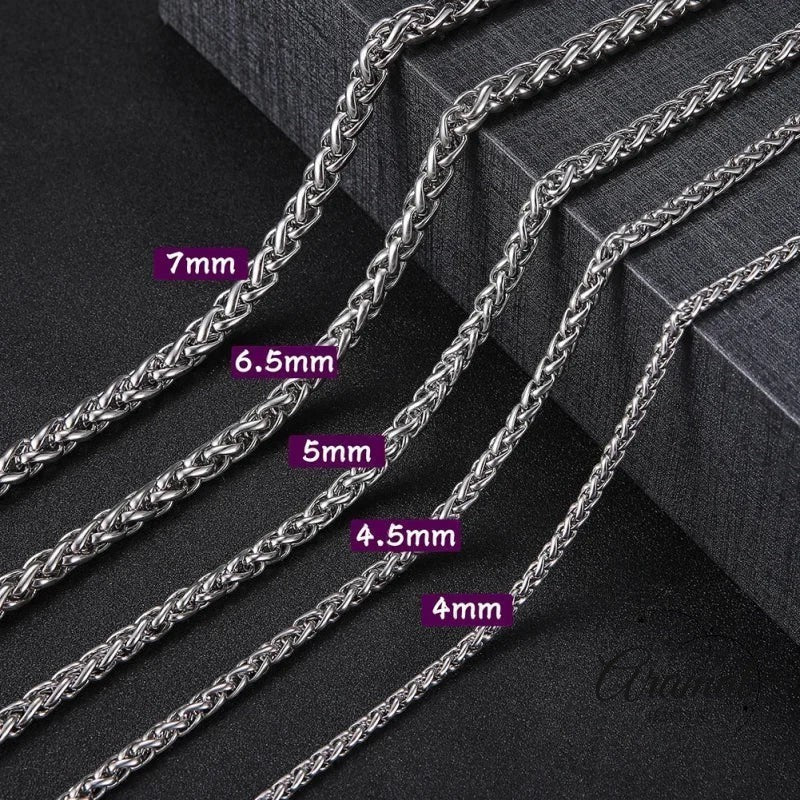 Aramat Jewels zilverkleurige RVS vossenstaart ketting van 5 mm breed, een stoere en waterproof unisex schakelketting.