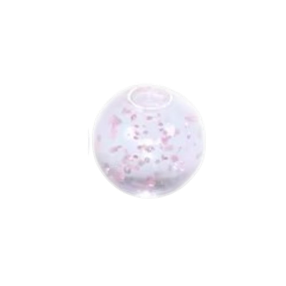 Aramat Jewels transparant acryl piercing balletje van 5mm met roze glitters voor tong- of navelpiercing.