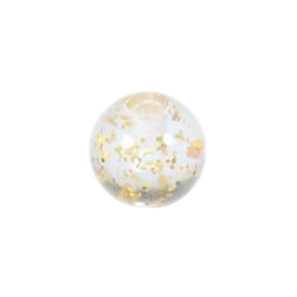 Aramat Jewels transparant acryl piercing balletje van 5mm met gouden glitters voor tong- of navelpiercing.