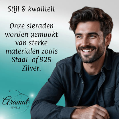 Aramat Jewels vossenstaart halsketting van 60 cm en 6 mm breed, gemaakt van zilverkleurig roestvrij staal.