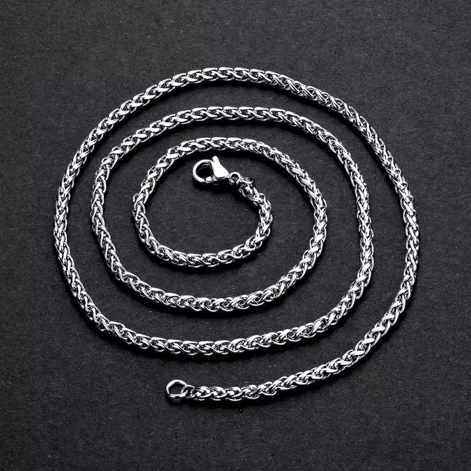 Aramat Jewels zilverkleurige vossenstaart halsketting van 50 cm lang en 8 mm breed, gemaakt van robuust RVS.
