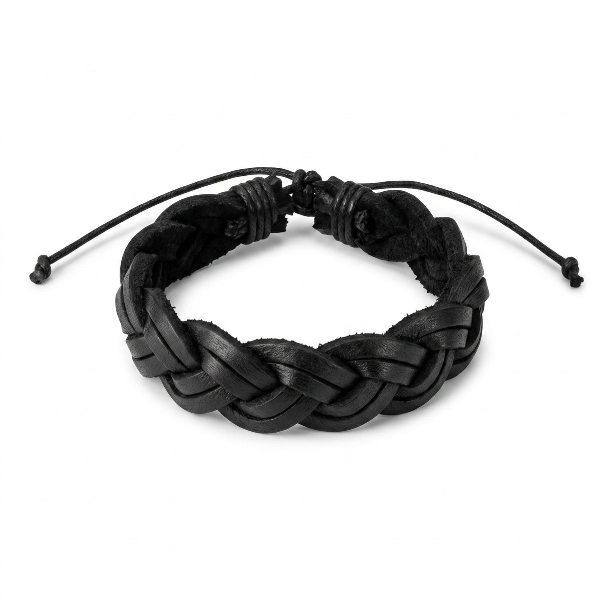 Aramat Jewels zwarte gevlochten leren armband van 16mm breed met een verstelbare sluiting voor een stoere look.