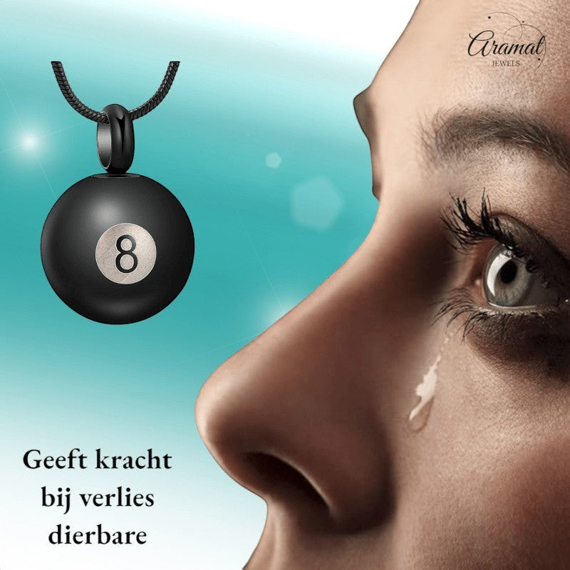 Ashanger Biljartbal met Cijfer 8 - Zwart RVS - hang1323 - 20002 - Gedenkhangers kopen# - alles - ashangers - Assieraad