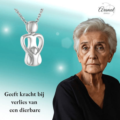 Ashanger Ouder met Kindje - Zilverkleurig RVS - hang1326 - 9828 - Gedenkhangers kopen# - 30mm - alles - ashangers