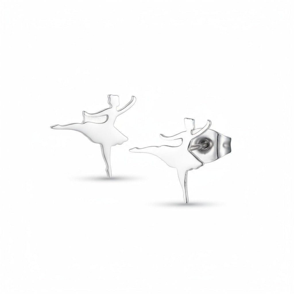 Ballerina Oorstekers RVS – Zilverkleur 11mm - Aramat Jewels - Oorbellen - cadeautip