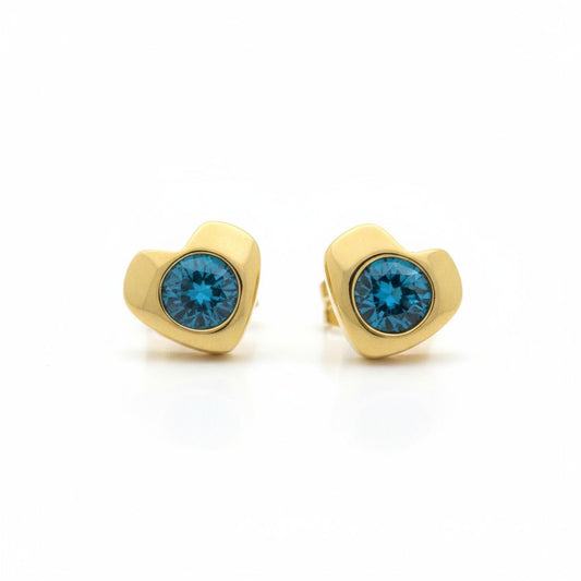 Blauwe Zirkonia Hartjes Oorbellen - Aramat Jewels - Oorbellen - cadeautip