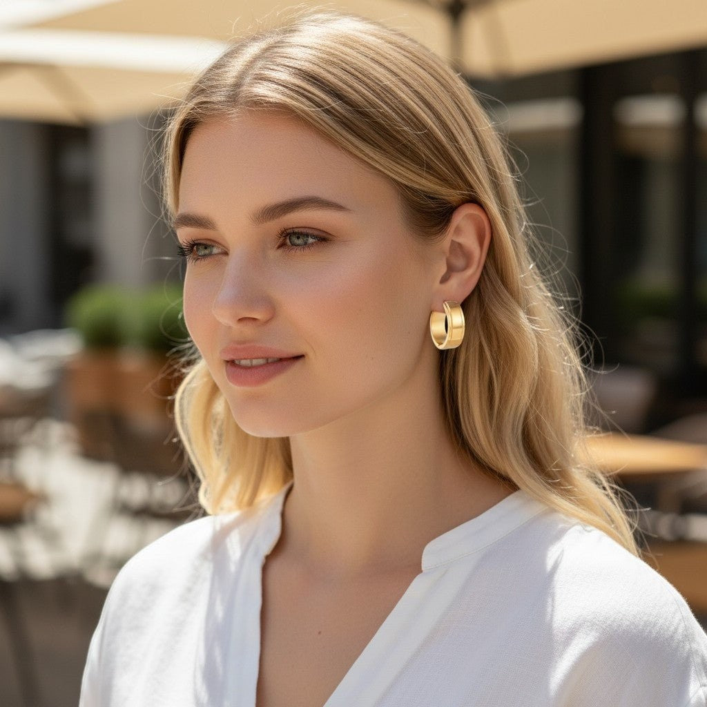 Creolen – RVS Goudkleur met Opstaande Rand (13mm of 20mm) - Aramat Jewels - Oorringen - cadeautip