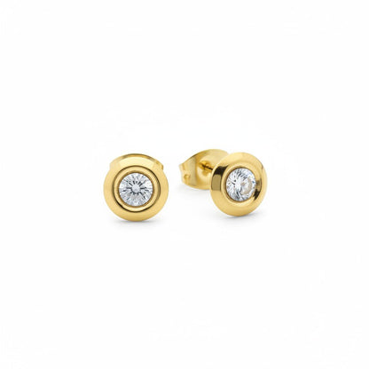 Dames oorbellen rond met kristal - RVS - Aramat Jewels - Oorbellen - cadeautip
