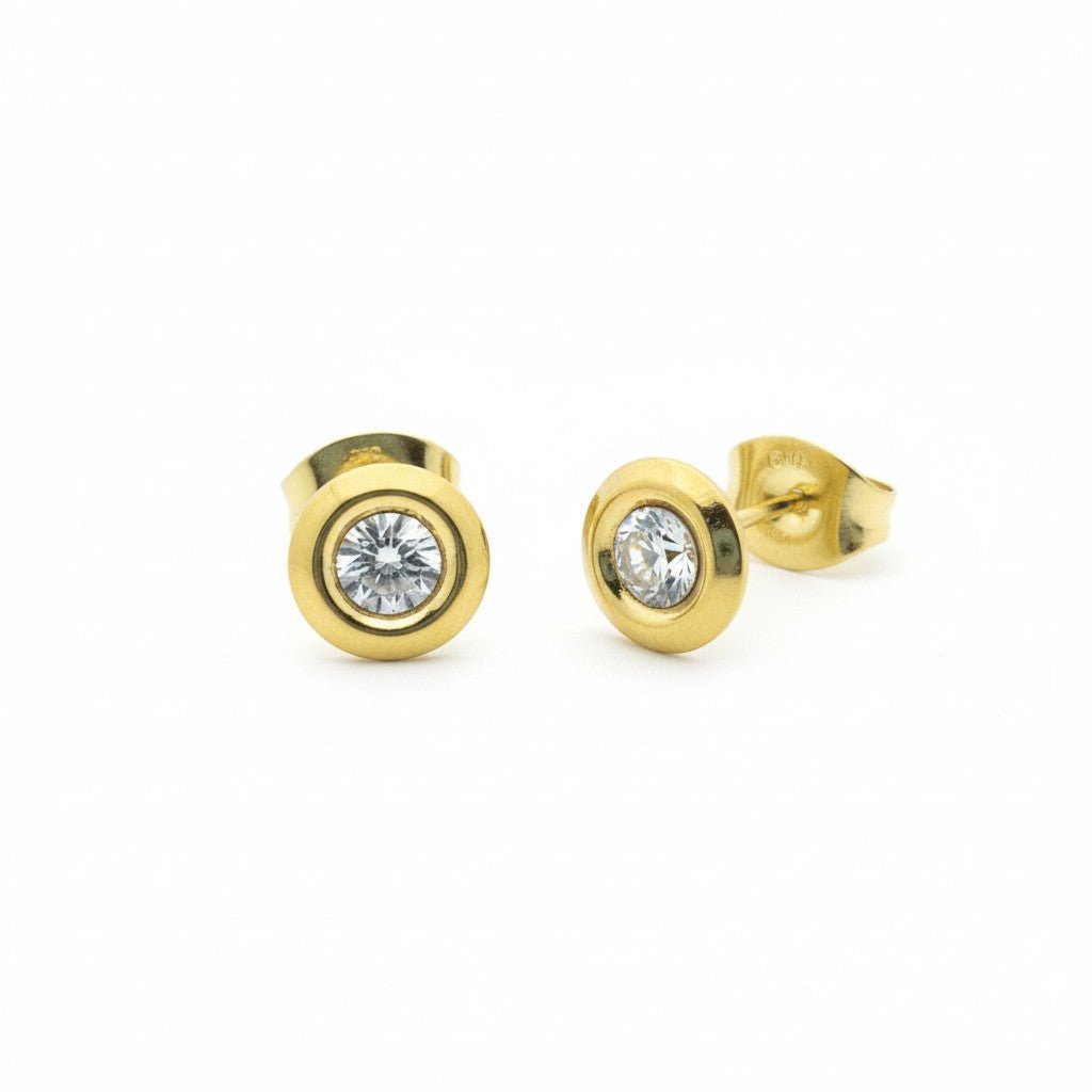 Dames oorbellen rond met kristal - RVS - Aramat Jewels - Oorbellen - cadeautip