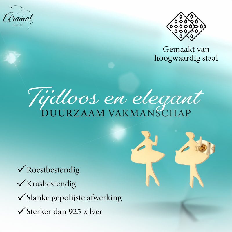 Danseres Oorbellen – Goudkleurig Staal 10x6mm - Aramat Jewels - Oorbellen - cadeautip