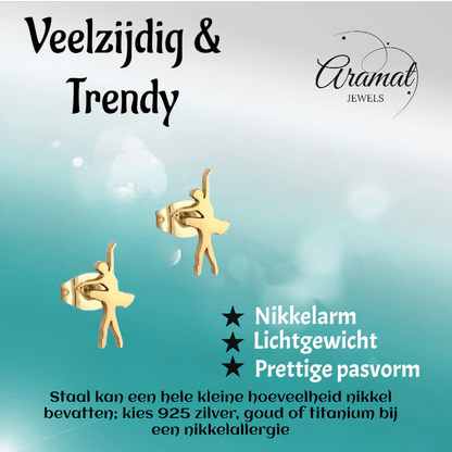 Danseres Oorbellen – Goudkleurig Staal 11x6mm - Aramat Jewels - Oorbellen - cadeautip