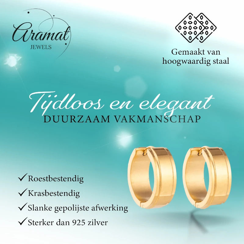 Creolen – RVS Goudkleur met Opstaande Rand (13mm of 20mm)