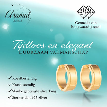 Creolen – RVS Goudkleur met Opstaande Rand (13mm of 20mm)