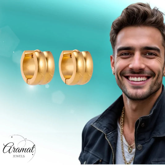 Klapcreolen – Staal Enkele Streep Goudkleurig (13mm)