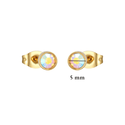 Goudkleurige AB kristal oorbellen – 5 mm - oor2752 - XE71662 - Oorbellen kopen# - 5mm - AB - AB Transparant