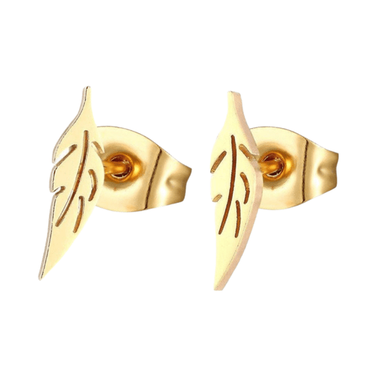 Goudkleurige blad oorstuds 10×2 mm - oor347 - Oorbellen kopen# - 10mm - alles - blad